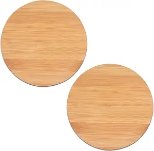 Zhonghuan Brand Wooden Replacement Lid Compatible with Pyrex Bowls 4 Cup, 2 Pack 6" Round Storage Covers