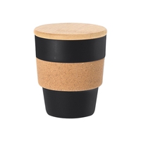 Tasse à café réutilisable en paille de blé de 350 ml avec couvercle en bambou et bouchon en liège, biodégradable, 12 oz, en plastique PP avec couvercle en bambou et bouchon en liège