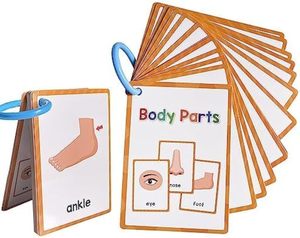 Tarjetas de Memoria de Partes del Cuerpo para Niños Pequeños, Tarjetas de Aprendizaje de Vocabulario en Inglés con Ilustraciones, Juguetes Educativos Tempranos para Niños - Product Image 1