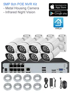 5mp 8ch Poe Nvr Kit Beveiliging Ip Camera Bewakingssysteem 4 8 Kanaals Cctv Poe Nvr Camera 'S Beveiligingssysteem Met Audio-Opname