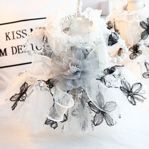 Vêtements pour animaux de compagnie, robe de mariée en dentelle de luxe, costume élégant de princesse pour petits chiens et chats, robe tutu florale exquise pour chien - Product Image 1