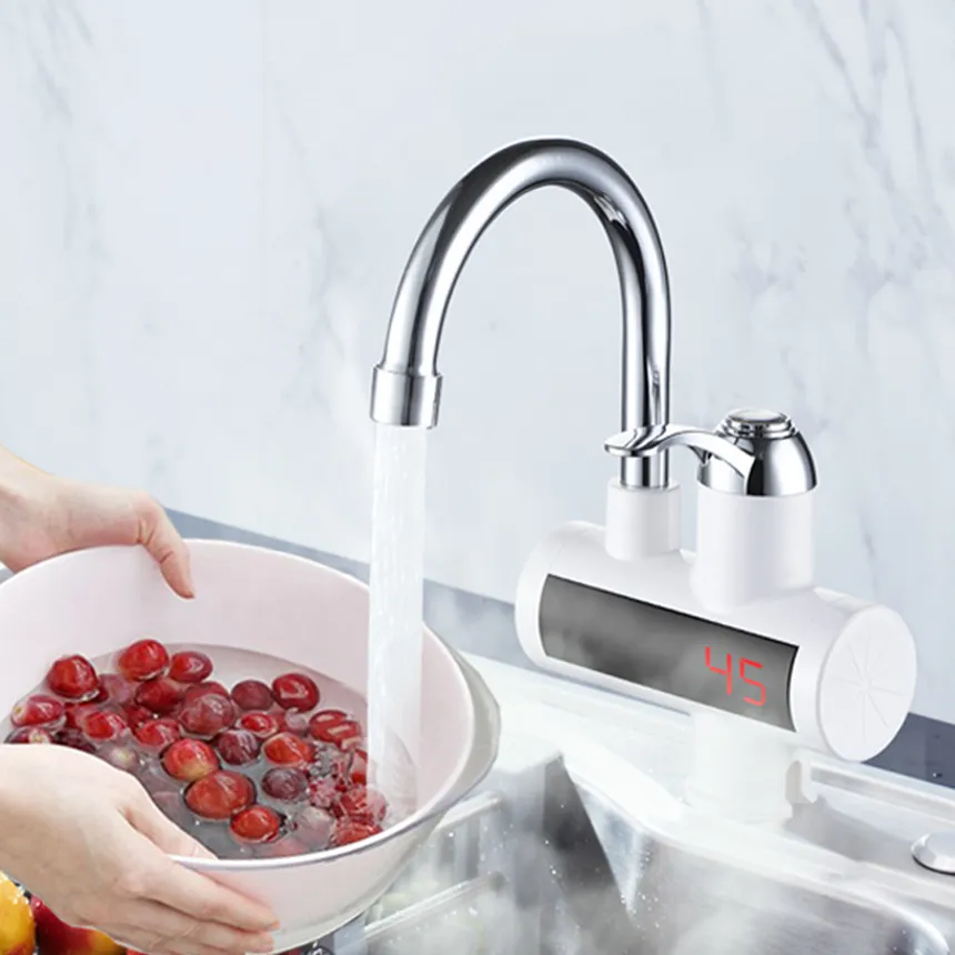 New Product 3000W Fast Heating Dispenser Kitchen Temperature Display Tap Hot Water Heater Electric Faucet