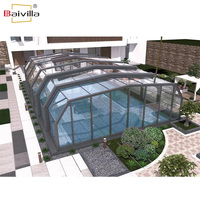 Serre télescopique en verre pour l'hiver, véranda en aluminium rétractable électriquement, pour hôtel, jardin, respectueuse de l'environnement, garantie 5 ans