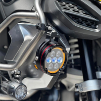 Projecteur LED étanche IPx8 pour moto - Blanc/Jaune double couleur, faisceau haut/bas, stroboscope, J9S 7 lentilles pour tout-terrain
