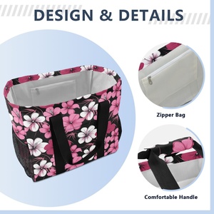 Organizador de Almacenamiento Personalizado con Diseño de Flores Rosas, Bolsa de Lavandería Plegable con Asa para Guardar Ropa - Product Image 4