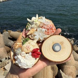 Imanes de Refrigerador con Rebanadas de Madera Creativas, Hechos a Mano con Conchas Naturales y Estrellas de Mar, Regalos Promocionales Empresariales - Product Image 2