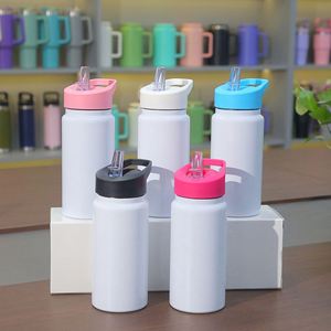 New 14OZ Kid Sippy Lid Straw Sublimation Blank Stainless Steel Water <b>Bottle</b> Vacuum <b>Flask</b> with Colorful Handle Lid - Product Image 1