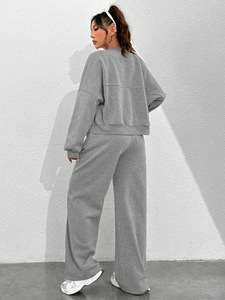 批发定制女式拉链运动衫和裤子套装时尚休闲两件套运动服冬季防风透气 - Product Image 2