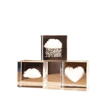 Cube de cristal gravé au laser 3D personnalisé avec base lumineuse LED, ornement astronaute et lune du système solaire, cadeau en gros