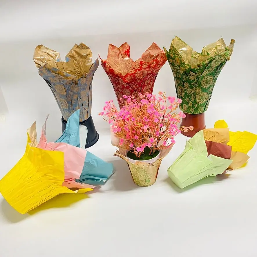 Fabricant de pots de fleurs personnalisés, couverture de Pot de fleurs en plastique PE en papier Kraft recyclable imperméable
