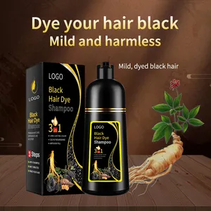 Herbal Black Hair Dye Shampoo 3 In 1 MOQ 1000 Private Label 500ml Wholesale Color Hair Dye Shampoo