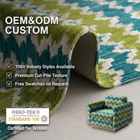 Tissu en velours à motif chevron zigzag, 450 à 520 g/m², polyester tricoté, tissu d'ameublement ondulé à points flamme pour canapé, chaise, décoration d'hôtel