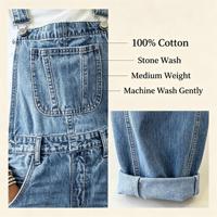 Salopette en jean pour femme à jambes larges, coupe décontractée, boutonnée, en coton, pour les sorties du week-end et les balades