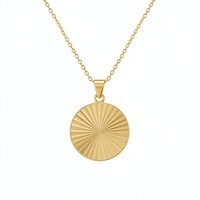 Collier pendentif soleil doré avec breloque disque rond et chaîne à maillons pour femme, idéal comme cadeau