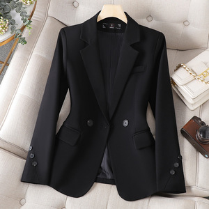 White Women's Blazer Jacket Slim Fit Solid Color Polyester Anti-Wrinkle Spring Autumn Style - Product Image 2