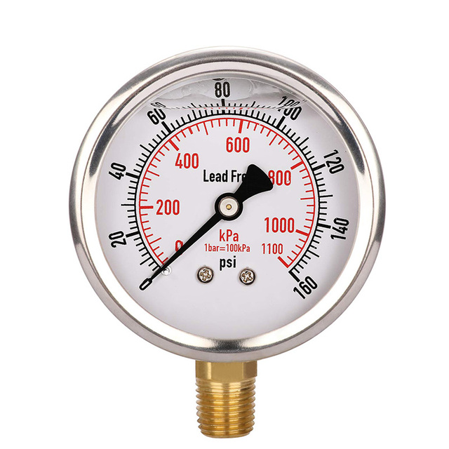 Bourdon Tubes Mechanical Air Pressure Gauge for Gaseous and Liquid Media Manometer Vacuum Pressure Gauge