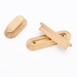Gold Solid Brass Furniture Kitchen <strong>Door</strong> <strong>Knobs</strong> Handle Brushed Satin Brass Cabinet Wardrobe Drawer Handle Pulls - Product Image 5