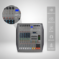 Mezclador de Audio Profesional de 6 Canales, Mezclador Activo de 2X500W, Efectos Duales 99DSP, Controlador de DJ/Consola de Audio para Espectáculos en Pequeños Escenarios