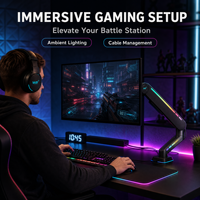 Nuovo Arrivo: Braccio per Monitor da Gaming RGB con 33 Modalità, Supporto per Monitor con Molla a Gas Resistente per Configurazioni Gaming