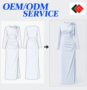 Abito Aderente da Donna a Maniche Lunghe <span class=keywords><strong>con</strong></span> Fiocco, Stampa Geometrica, Collo Tondo, <span class=keywords><strong>Spacco</strong></span> Laterale, Lunghezza Midi, Azzurro Chiaro, Personalizzabile - Product Image 3