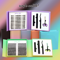 Kit d'extensions de cils DIY en grappes de vison, marque privée, avec boîte individuelle