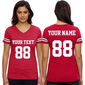 Custom Women's V-Neck Cotton Jersey Personalized Team Uniform Casual Outfit 88 Number Heat Transfer Printing - Product Image 1