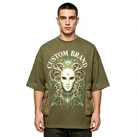 T-shirt vert personnalisé pour homme, manches courtes, col rond, imprimé, coupe classique, streetwear décontracté, 100% coton tricoté