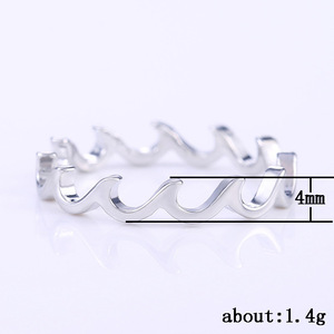 F143 Fashion <b>Rings</b> Alloy <b>Rose</b> <b>Gold</b> Plated Unisex Gift Jewelry Plain Design Wavy Pattern <b>Ring</b> For Women <b>Men</b> - Product Image 6
