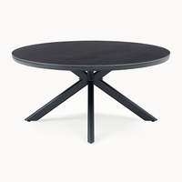 AJUNION ensemble de salle à manger en corde d'aluminium à 6 places mobilier d'extérieur table ronde en céramique et ensemble de salle à manger avec accoudoir en teck