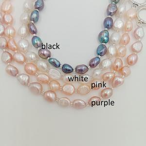 16インチ+5cm チョーカーネックレス、100%天然淡水パール、7mmバロックビーズ ノットクラスプ ステンレススチール製 18Kゴールドメッキ - Product Image 2