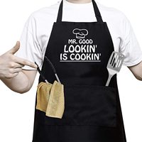 Tablier de barbecue amusant en polyester pour hommes - Cadeau rigolo pour les maîtres du barbecue, père, beau-père, mari, petit ami, frère - Lavable en machine