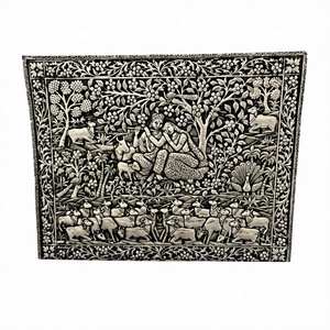 Flauta de Amor con Tallado Fino, Pintura Artística de Vaca Radha Krishna - Product Image 1