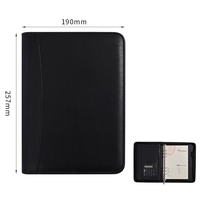 Carpeta de cartera de cuero PU A4 con cremallera de documento de negocios de moda con calculadora Cartera de imitación con Bloc de notas