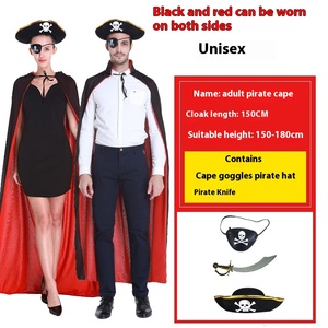 Costume di Halloween per bambini adulti ragazzi tristi mietitore pirati mantelli caraibi Set nero rosso mantelli oggetti di scena vestiti ispirati <span class=keywords><strong>Anime</strong></span> - Product Image 4