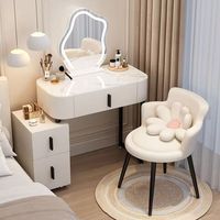 Nouvelle petite table de toilette moderne minimaliste de luxe en acier inoxydable avec éclairage intégré réglable pour chambre à coucher