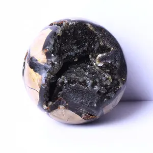 Septário esfera de quartzo, pedra de cristal natural de cura de imagem folk polida, para sua casa