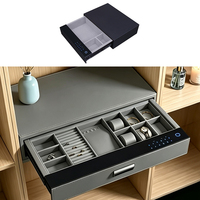 Versteckter Mini-Schubladentresor aus Leder mit Soft-Close-Funktion für den Kleiderschrank, Schmuck- und Geldsafe mit Fingerabdruckschloss
