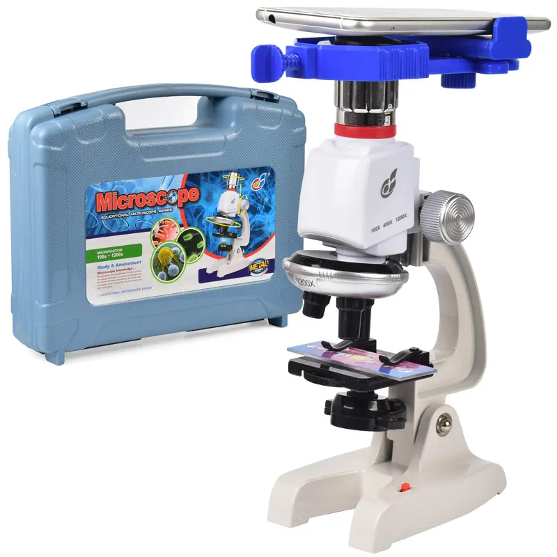 IQ Toys Kids Junior Microscope Set Children D/C Microscope 1200x Student Science and Education Kit Set Microscope