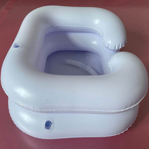 PVC Inflatable Shampoo Basin For Elderly Double Layer Foot Bath Hospital Bed Use White - Product Image 2