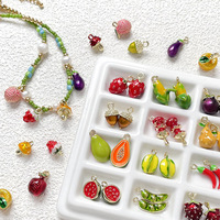Pendentif en forme de fruit en alliage goutte à goutte pour la fabrication de bijoux Strawberry Lychee Mushroom Papaya Beads Necklace Bracelet