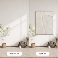 Peintures et arts muraux en gros, grand format encadré, prêts à accrocher, faits à la main, texture sable de quartz, toile blanche, impasto 3D, pour salon