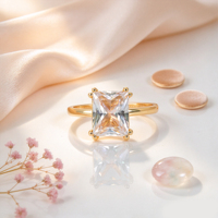 Ensemble de bagues empilables en zircone cubique taille princesse 3 en 1, plaqué or 18 carats, en laiton, pour mariage et fiançailles, pour femmes