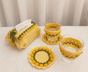 Caja de pañuelos de tulipán de hilo tejido hecho a mano, almohadilla aislante de <span class=keywords><strong>taza</strong></span> de té, decoración del hogar, cubierta de <span class=keywords><strong>taza</strong></span>, <span class=keywords><strong>taza</strong></span>, suéter, Mangas de <span class=keywords><strong>taza</strong></span> - Product Image 5