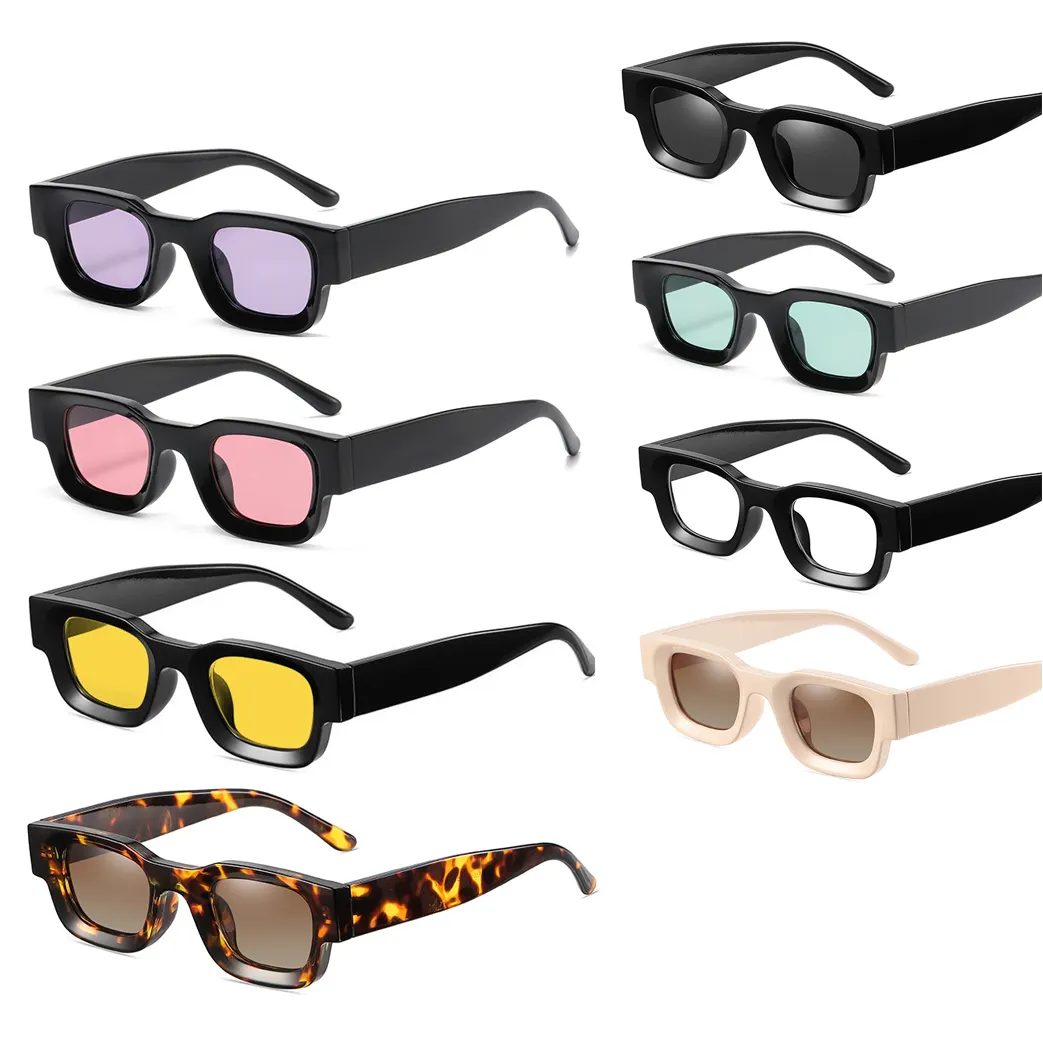 DL Glasses Classic Retro Concave Thick Square Sunglasses For Men Small Frame Hip Hop Punk Black Eyewear Shades UV400 Sun Glasses