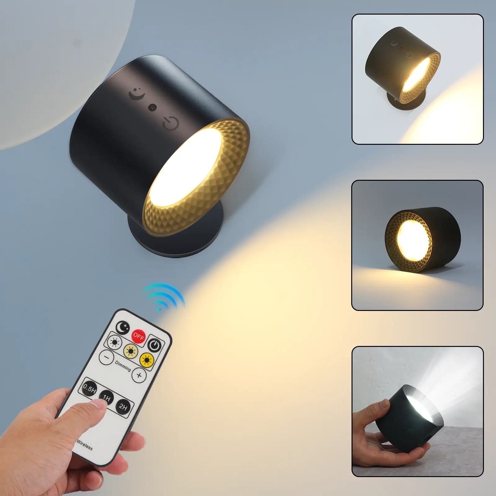 Multifunzionale 5W 360 gradi rotante dimmerabile interruttore tattile USB ricaricabile magnetico montaggio a parete luce LED lampada da lettura a parete