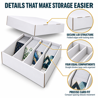 Boîte de rangement personnalisée en carton ondulé pour cartes à collectionner, avec 4 compartiments et couvercle détachable, pour cartes de sport et TCG, vente en gros