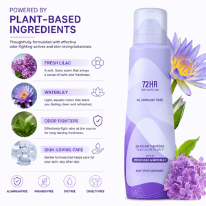 Déodorant Corporel Complet OEM Sans Aluminium, pH Équilibré, Protection Invisible, Parfum Lilas Nénuphar pour Femme - Product Image 2