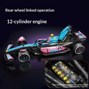 66655 Voiture de course de Formule 1 bleue et rose en plastique ABS, blocs de construction DIY, modèle cool, jouet éducatif, <span class=keywords><strong>puzzle</strong></span>, cadeau pour enfants - Product Image 3