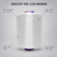 Fil à tricoter 100 % polyester DTY 150/48 de qualité AA, faible élasticité, haute ténacité, certifié Oeko-Tex 100, pour vêtements, chaussettes et sous-vêtements
