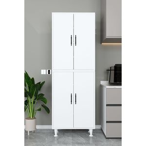 Armoire de cuisine modulaire blanche moderne à 4 portes, armoire de rangement multifonctionnelle avec étagères - Product Image 4